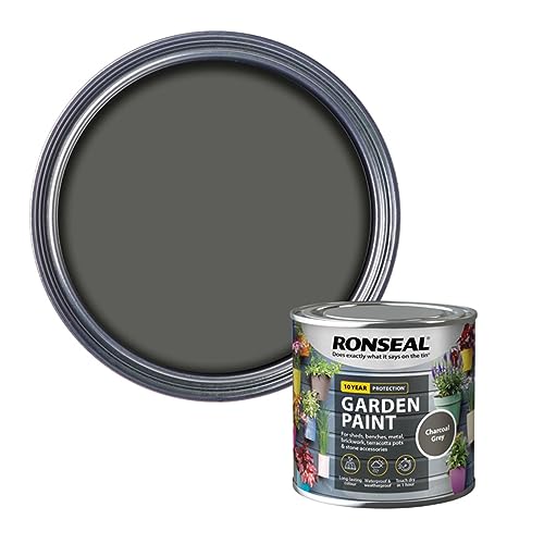 SAVING HUB Garden Paint 250ml - For Outdoor Furniture Wood, Benches, Metal, Brickwork, Terracotta - Exterior Wood Paint Waterproof & Weatherproof Touch Dry In 1 Hour (Charcoal Grey)