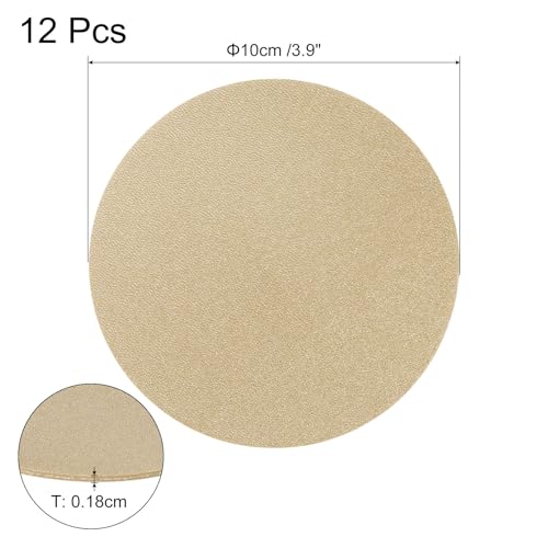 uxcell Round Faux Leather Coasters 4 Inch,12 Pcs Non-Slip Washable Cup Coasters for Coffee Tabletop Protection,Drink Coasters Suit for Home Office Bar Decor Decor,Gold by uxcell - Image 2