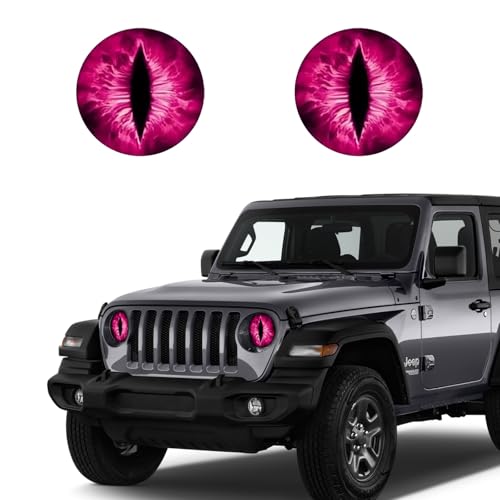Image of 2PCS Beast Eyes Decals, 3D Stereo Eyes Headlight Stickers, Jeep Stickers Round Headlight Eye Decal,Funny Decals Body Window Bumper Decoration Compatible with Car Truck Jeep Wrangler(Rose Red)