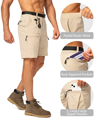 G Gradual Men's Hiking Cargo Shorts Stretch Quick Dry Outdoor Tactical Shorts For Men With Multi Pocket For Fishing Casual(Khaki,L) #TOP1