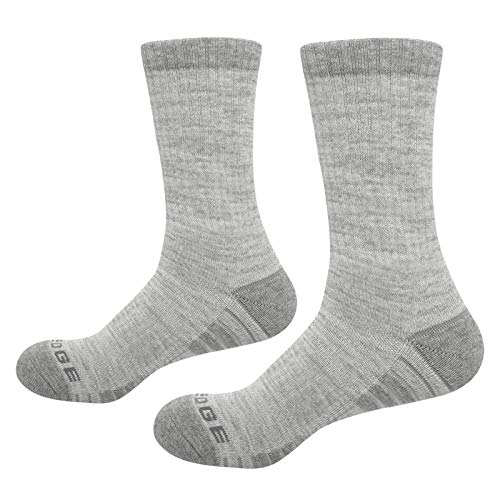 YUEDGE Women\'s Hiking Walking Socks 5 Pack Outdoor Recreation Socks Moisture Wicking Cotton Cushion Crew Socks(Light Grey, X-Large)