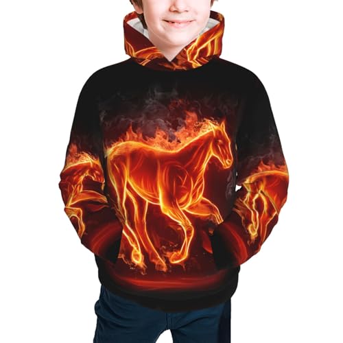 Fire Horse 2 Kids Pullover Hoodies Boys Sweatshirts Girls Athletic Clothes with Pocket2