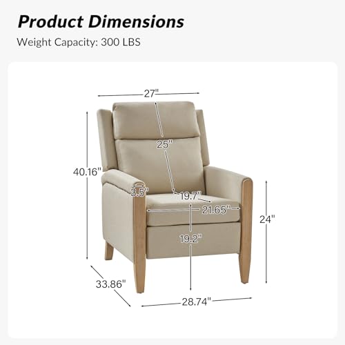 Sillón reclinable beige con patas de madera miniatura 2