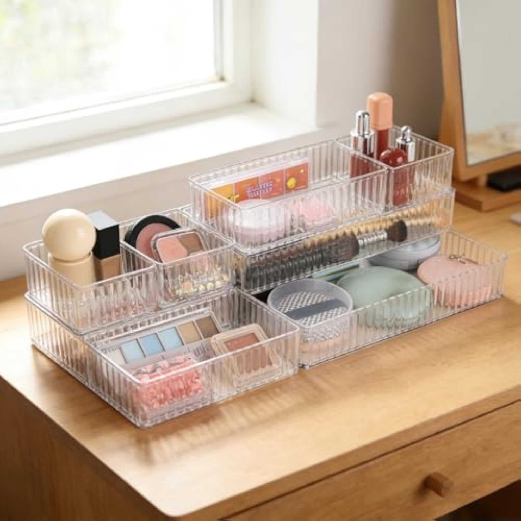 10 PCS Acrylic Clear Makeup Storage Drawer Organiser