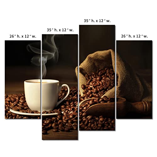 First Wall Art - Brown A Cup Of Coffee And Coffee Bean. Wall Art Painting The Picture Print On Canvas Food Pictures For Home Decor Decoration Gift #TOP6