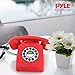 Retro Design Corded Landline Phone - Classic Vintage Old Fashioned Rotary Dial Style Desk Table Home Office Coiled Cord Handset w/ Button Dialing, Standard Telephone Jack - Pyle PPRETRO25RD (Red)