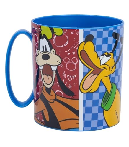 Image of SRV Hub Mickey Mouse Plastic Cup with Handle 390ML, BPA Free Microwave Safe Mug for Girls, Dishwasher Safe Reusable Drinking Mug for Home School Travel