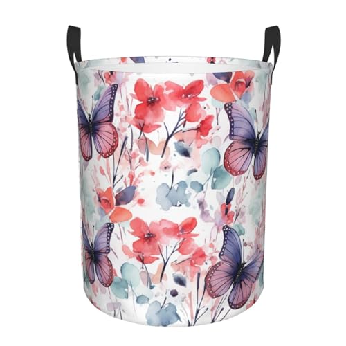 Panier à linge pliable pour dortoir et chambre au style aquarelle