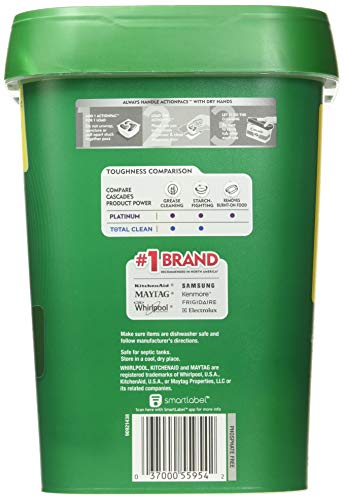 Image of Cascade Total Clean Dishwasher Detergent Fresh 105 Scent ActionPacs Net Wt 57 Ounce