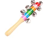 Tamaño: 18cm Dosige 1 Piezas Sonajero de arco iris de madera Sonajeros coloridos Pandereta bebé Juguetes educativos para la primera infancia sonajeros bebes madera sonajeros para bebes sonajeros infantiles 18cm