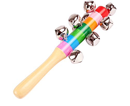 Dosige 1 Piezas Sonajero de Arco Iris de Madera Sonajeros Coloridos Pandereta bebé Juguetes educativos para la Primera Infancia sonajeros Bebes Madera sonajeros para Bebes sonajeros Infantiles 18cm