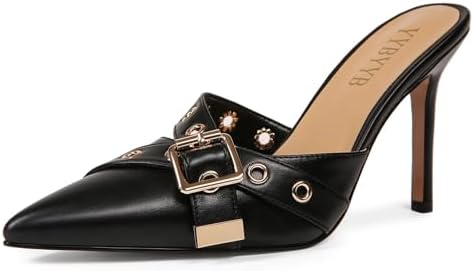 Womens Pumps Sexy High Heels Closed Toe Heeled Mules Stiletto Slip On Pointed Toe Heels for Women Pointy Shoes Backless
