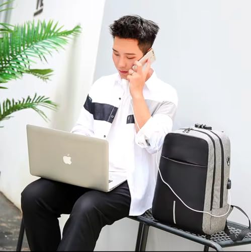 Mochila Notebook Reforçada Impermeável Executiva com Senha Segurança USB Alça Metal Design Slim Masc