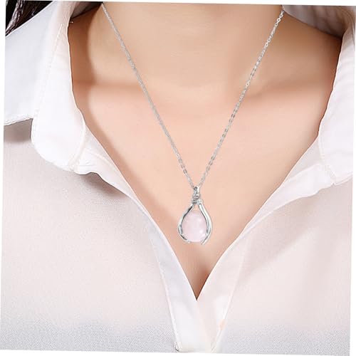 Collier de palmier en cristal et quartz rose : ras du cou strass - 2