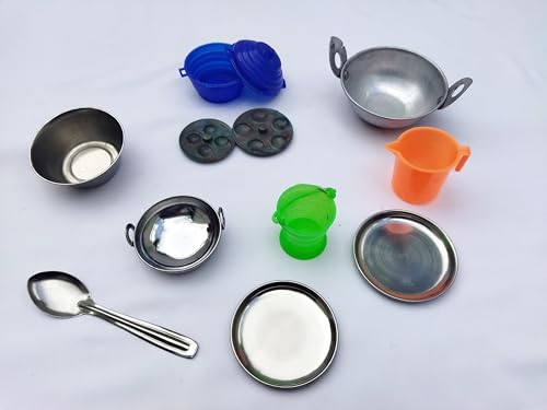 Image of Miniature Kitchen Set for Kids,Girls,Boys,Real Cooking,Steel Set for Kids,Girls Boys,Pretend Play Toys Comes in a Transparent Zipper Pouch. (40 pcs Kitchen Set)
