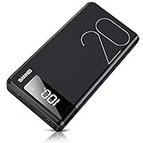 BANNIO Powerbank 20000mAh,Ultra Capacidad Bateria Externa Power Bank con 2 Entrada y 2 Salida USB y Pantalla LCD,Bateria Portatil para Movil Compatible con Móviles Inteligentes y Tabletas y Más,Negro