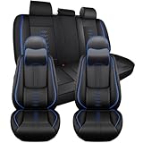 NCCLOVELY Car Seat Covers for Chevrolet Malibu Limited/Malibu Maxx/Monte Carlo/Sonic/Aveo/Spark EV/SS/Trailblazer EXT/Traverse Limited/Trax/Volt/Blazer/Cruze/Impala/Equinox,5-Seats Luxury(Black+Blue)