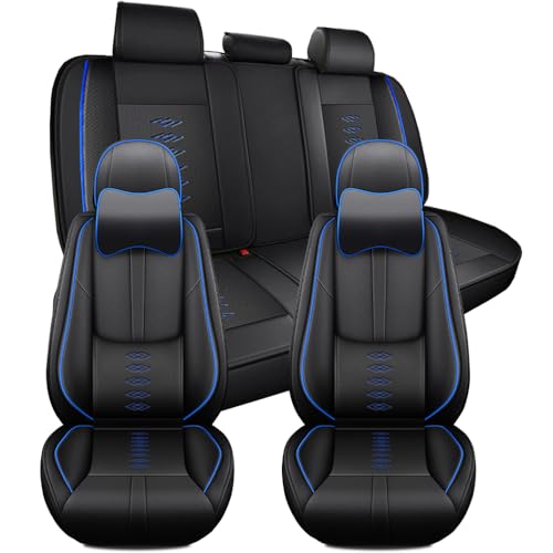 NCCLOVELY Car Seat Covers for BMW 535 2008-2016,Waterproof Leather Seat Covers 5-Seats Luxury,Interior Accessories with Airbag,Automobile Seat Cover Sets for 535(Black+Blue)