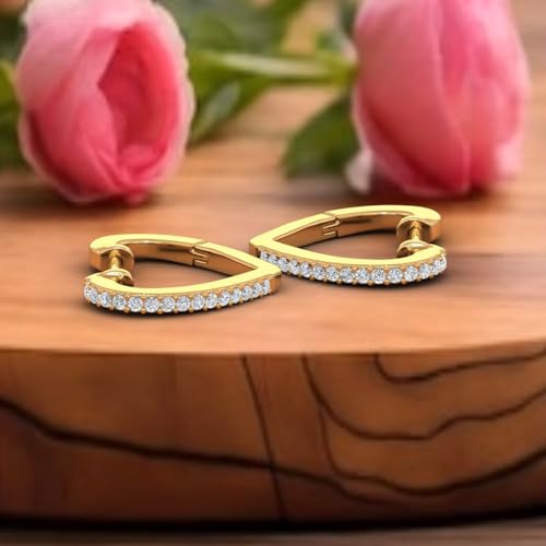 0.15 Carat Diamond Heart Shape Hoop Earrings in 10K Gold4