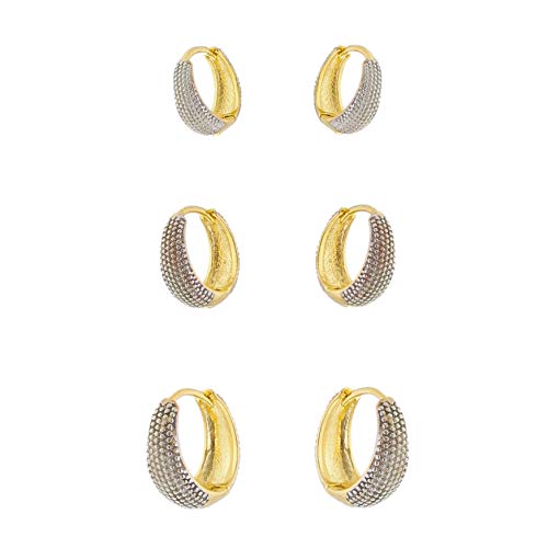 Kit Brinco Trio Com 3 Argolas 1 2 3 Furo Banhada Ouro