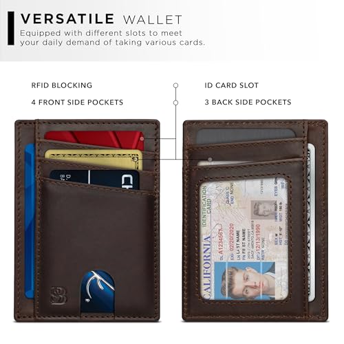 SERMAN BRANDS RFID Blocking Slim Minimalist Mens Front Pocket Wallet. Thin Card Holder. Full Grain Leather Wallets for Men3