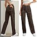 Lepunuo Womens Cargo Pants High Waisted Baggy Casual Trendy Fashion Relaxed Fit Y2K Trousers Dark Brown