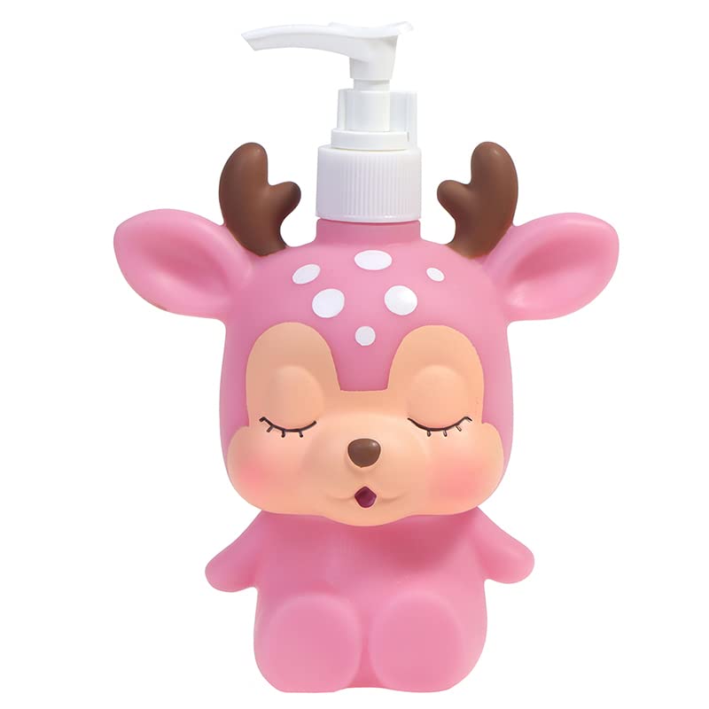 Dispensador jabon Infantil para niños, Dosificador de jabon de 300ml, Botella jabón con Forma de renito jabón líquido, champú, lociones idel para Usar en el baño o Cocina