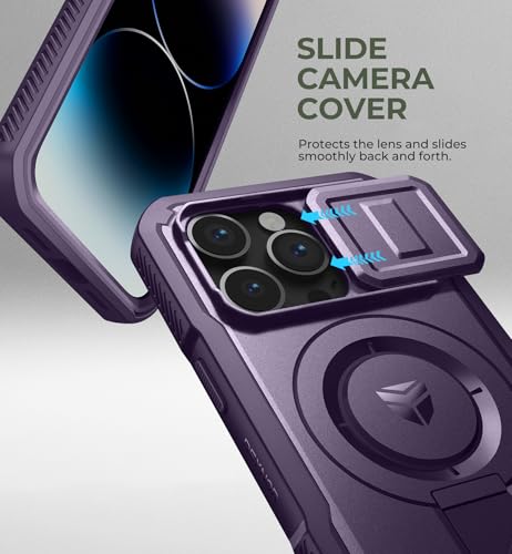 Dexnor for iPhone 14 Pro Case with Slide Camera Cover & Adjustable Kickstand & Built-in Screen Protector, Magnetic Rugged Shockproof Bumper Cases Heavy-Duty Magnetic Protective Cover,Phantom Purple by Dexnor - Image 4