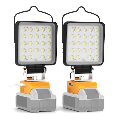 wokelux 2 Pack Cordless LED Work Light for Dewalt 20V Max Battery