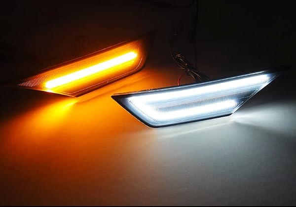 RZGMTSPT 2x Black Smoked Lens Front Bumper Amber LED Side Marker Turn Signal Light Daytime Running Light DRL White For 2016-2021 Honda Civic FC/FK Si Type R by RZGMTSPT - Used condition - Image 4