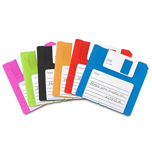 6 Pcs Silicone Floppy Disk Coaster - 6 Bright Colors Pack of 3.54x3.54x0.2 Funny Coasters...