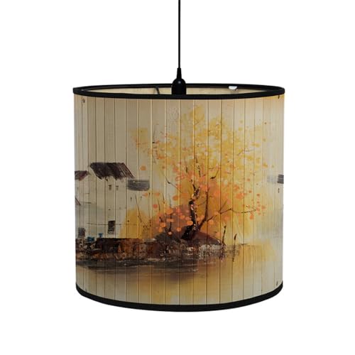 Morbuy Bamboo Lampshade for Table Lamps, Vintage Style Decorative Lampshade 30x30cm Ceiling Lampshade Pendant Lamp Shade, for Wall Lamp, Bedside Lamp and Floor Lamp (Autumn)