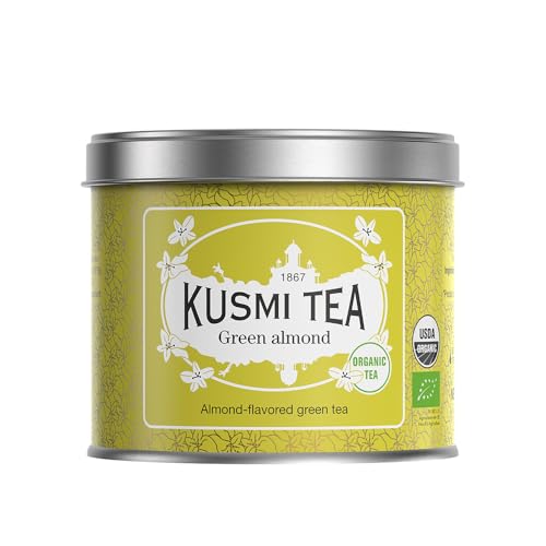 Kusmi Tea - Grüner Tee mit Mandeln - Biologische Grünteemischung mit Mandelgeschmack - Loser Tee - 100 g Metalldose - Menge für etwa 50 Tassen