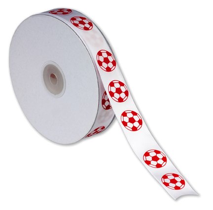 CLUB GREEN PRINTED RIBBON FOOTBALL 20MMX50M RED, Fabric, 16.5 x 16.5 x 3.3 cm, 16.5 x 16.5 x 3.3000000000000003 cm