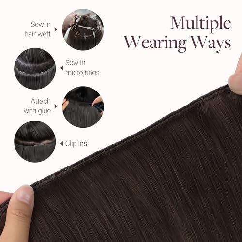 Image of GOO GOO Sew In Hair Extensions Real Human Hair Thick, Add Volume 18In 120g