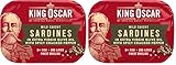 King Oscar Premium Sardines in Extra Virgin Olive Oil with Spicy Cracked Pepper, 3.75-Ounce Cans (Pack of 2), Wild Caught Canned Sardines