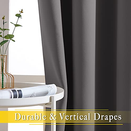 NICETOWN Sliding Glass Door Curtain Drape, Grommet Thermal Insulated Blackout Patio Door Curtain Panel for Bedroom/Pergola (Gray, 1 Panel, W80 x L108)