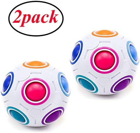 glacely (2pack Rainbow Ball Magic Cube Fidget Toy Puzzle Magic Rainbow Ball Puzzle Fun Fidget