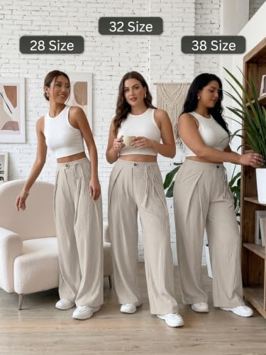 Image of Leriya Fashion Women's High Waist Wide Leg Pants |Casual Drawstring Loose Fit Lounge Trousers with Pockets| Comfortable Fashion Pants for Women