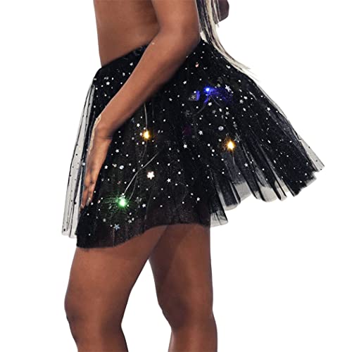 Nicute Women's Led Tutu Skirt Light Up Tutus Layered Tulle Ballet Dance Skirt Sparkly Party Tutu Costume For Women And Girls (Black With Star) #TOP5
