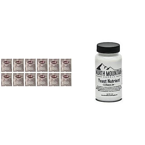 Lalvin ICV K1-V1116 Active Dry Wine Yeast - Pack of 12 - North Mountain Supply Fresh Yeast & Food Grade Yeast Nutrient - 3.5 Ounce Jar