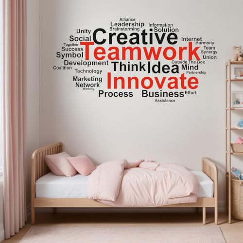 Image of Creative Teamwork Think Idea Innovate Office - Inspirational - Motivational - Quotes - Wall Sticker for Kids Room, Living Room, School, Library (Size - 60CM X 120CM)