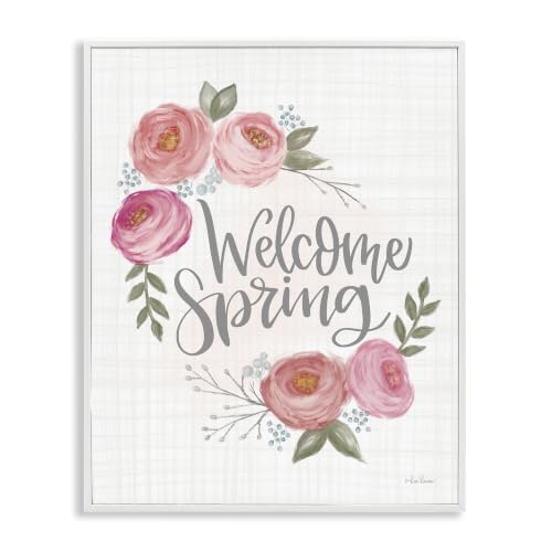 'Welcome Spring Greeting Blossoming Pink Roses'| Framed Giclee Art