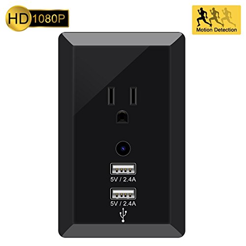 CAMAKT Dual USB Wall Charger Hidden Camera Full HD 1080P USB Charger Camera Nanny Cam Built in 32GB with Motion Detection