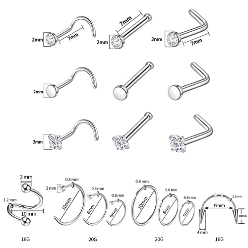 120 PCS Body Piercing Kit Nose Stud Piercing Kits for All Body Piercings Stainless Steel Jewelry with 12G 14G 16G Piercing Needles for Ear Cartilage Tragus Nose Septum Lip Nipple Belly Button - Thumbnail 4