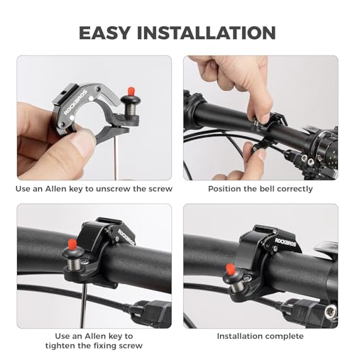 ROCKBROS Sonnette de vélo Mini Sonore 90-100dB 22,2mm/0,87 Diam. – vue 7