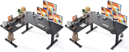Image of SIAGO L-Shaped Standing Desk - 63 x 55 Inch Adjustable Corner Standing Desk with Charging Station - L Shape Sit Stand Table with Memory Controller, Splice Board for Home Office (Pack of 2)