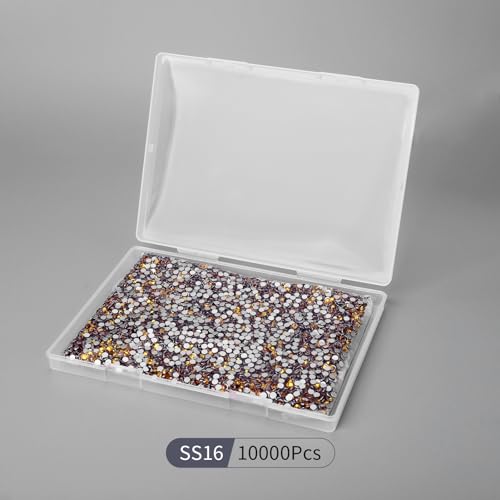 Image of 10000PCS Gold Yellow Rhinestones Bulk, Flat Back Crystal Glass Stone Round Gems,SS16, 3.8-4.0mm