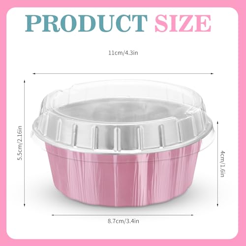 Tessco for You 100 Pcs Disposable Creme Brulee Ramekin, Pink,Silver by Tessco for you - Used condition - Image 2