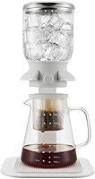 Vista 1 de JITEM Cafetera - Gotero frío de hielo hecho a mano, cafetera y tetera con filtro de acero inoxidable ajustable de flujo de agua para café o té